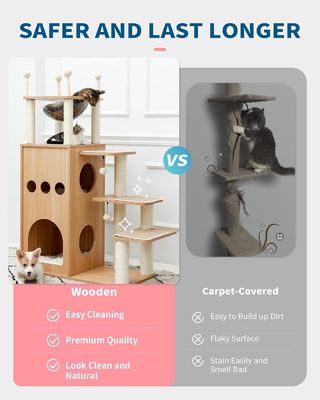 OEM ODM Acceptabel Robuust Frisco Castle Cat Tree Tower Modern 51 Extra Tall Cat Condo