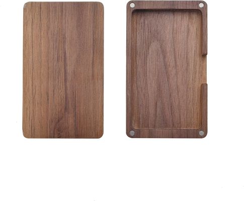 Zwarte walnoot hout vierkant kaartschuim met magnetische sluiting Houten visitekaartje houder