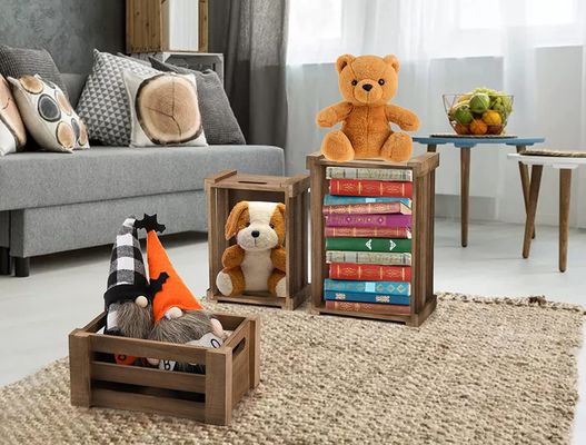Home Decoratie Houten kratten met handvat in bruin grijs of aangepaste kleur