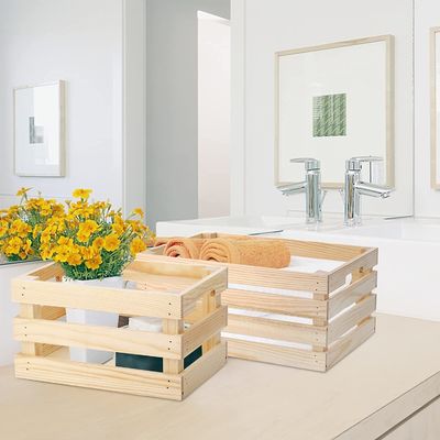 Home Decoratie Houten kratten met handvat in bruin grijs of aangepaste kleur