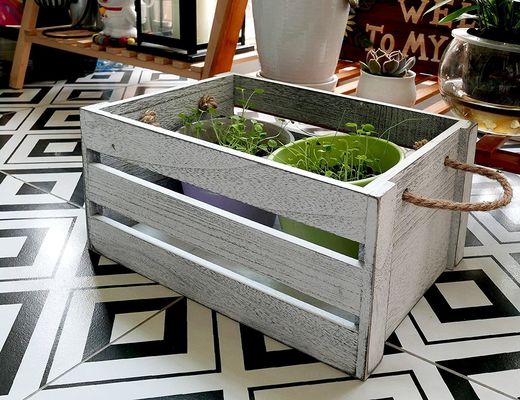 Home Decoratie Houten kratten met handvat in bruin grijs of aangepaste kleur