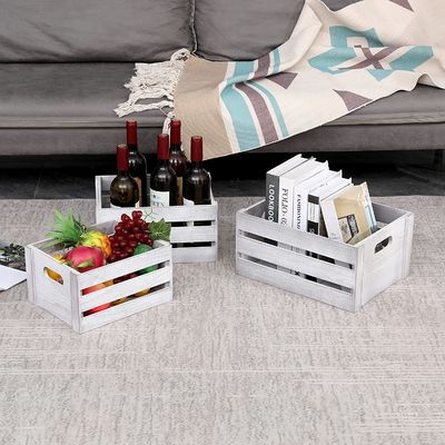 Home Decoratie Houten kratten met handvat in bruin grijs of aangepaste kleur