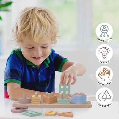 Huismeubelen Houten sorteermachine en kleurstapel Perfect cadeau voor kleuterschoolkinderen