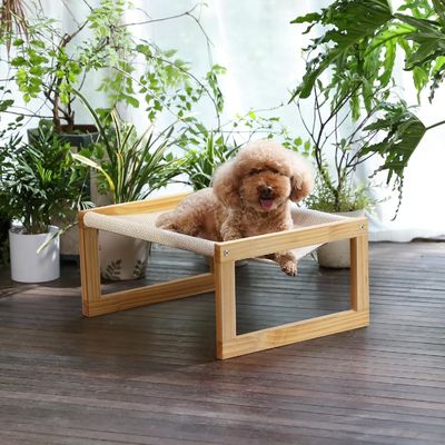 Postverpakking Y Houten kattenhammock 21 x 16,5 inch Verhoogd huisdiermeubilair Houten kleur