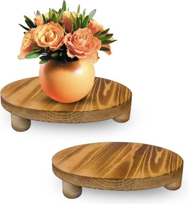 Plain Houten Doos 2 Pack Hout Riser Plant Stoel Display Rack Ronde Pot Flower Pedestal Retro Plant