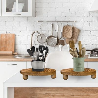 Plain Houten Doos 2 Pack Hout Riser Plant Stoel Display Rack Ronde Pot Flower Pedestal Retro Plant