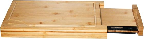 Gepersonaliseerde grootte Logo Professionele bamboe snijplank met schaal- en vierkant snijblokken