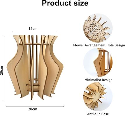 Gelegenheid Verjaardag Houten Puzzle Bloem Vase voor Lego Bloem Boeket Gebouw Set