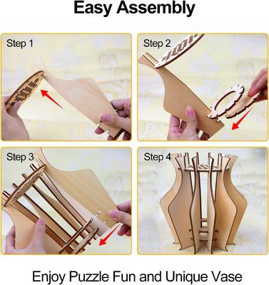 Gelegenheid Verjaardag Houten Puzzle Bloem Vase voor Lego Bloem Boeket Gebouw Set