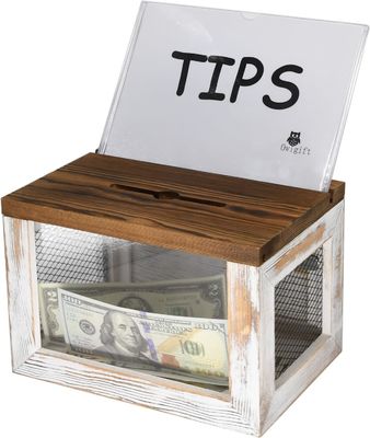 Draadrooster ontwerp Acrylpaneel Pine Hout Stembiljet Donatie Verzamelaar Doos voor tafelgerei