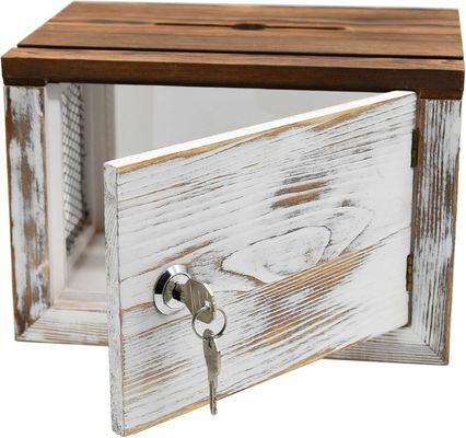 Draadrooster ontwerp Acrylpaneel Pine Hout Stembiljet Donatie Verzamelaar Doos voor tafelgerei