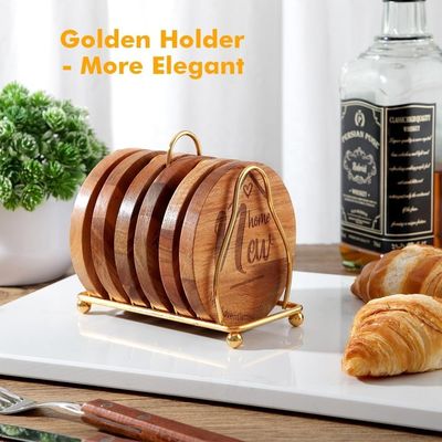 Print Custom 9cm Ronde Bar Home Drink Coasters Hout Bamboe Coaster met houder