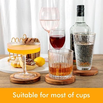 Print Custom 9cm Ronde Bar Home Drink Coasters Hout Bamboe Coaster met houder