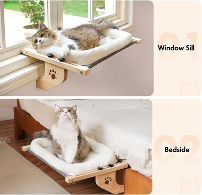 Gepersonaliseerde maat Makkelijk aan te passen vensterbank Hout kattenbed Venster hangmat voor woonkamer