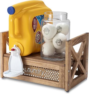 Houten wasmachine Duurzame stand voor wasmiddelverzachtingsmiddelen Vergroot de charme van een boerderij