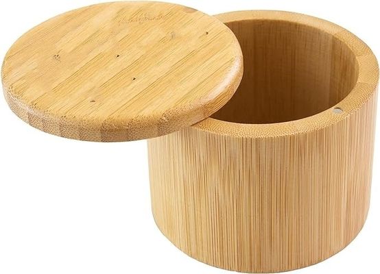 Multifunctionele bamboe zoutkelder opslagdoos met magnetisch deksel handgemaakt 6 ounce capaciteit
