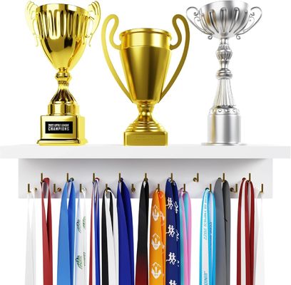 Houten trofee-display Huishoudelijk apparaat medaille hanger en trofee-plank met haakjes