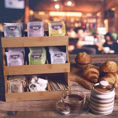 Overige cadeautjes Craft 3-laag bamboe theezak opslaghouder bevat 180 zakken in dennenhouten kleur