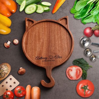 7'8'10' Onregelmatig Houten Ronde Kattenplaat Handgemaakte Massief Houten Pizza Plaat