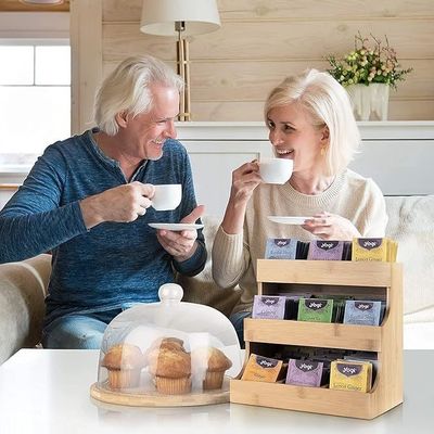 Overige cadeautjes Craft 3-laag bamboe theezak opslaghouder bevat 180 zakken in dennenhouten kleur