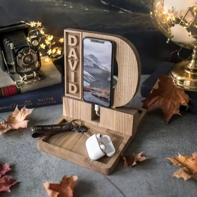 Houten telefoonstalletje voor gepersonaliseerde verjaardagscadeautjes Rustieke stijl Houten dokstation