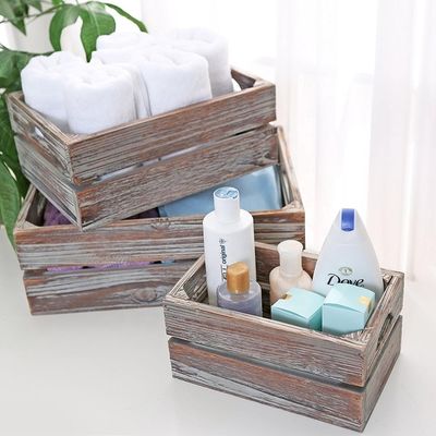 Europa Regionaal kenmerk Home Deco Onvoltooide massieve dennen houten kratten 3-pakket voor wijn