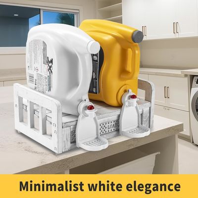 Transformeer uw wasruimte met deze op de muur gemonteerde houten wasmiddelhouder en -plank