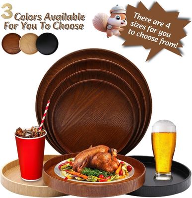 Houten plain kleur ronde serverende dienblad 9,5 inch Perfect voor de woning decoratie of koffie tafel