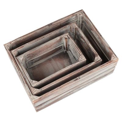 Europa Regionaal kenmerk Home Deco Onvoltooide massieve dennen houten kratten 3-pakket voor wijn