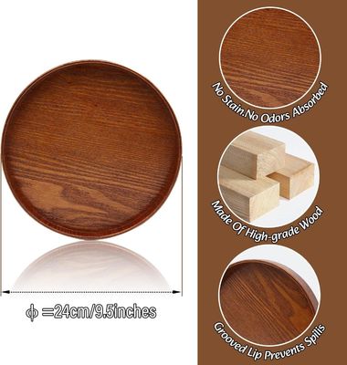 Houten plain kleur ronde serverende dienblad 9,5 inch Perfect voor de woning decoratie of koffie tafel