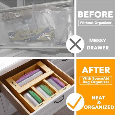 Custom Logo TIMBER Bamboe opslag organisator voor diverse grootte zakken zijde-scherm gedrukt