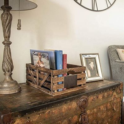Vintage Tuinhuis Stacking Houten kratten Rustieke afwerking Bruine nestdozen
