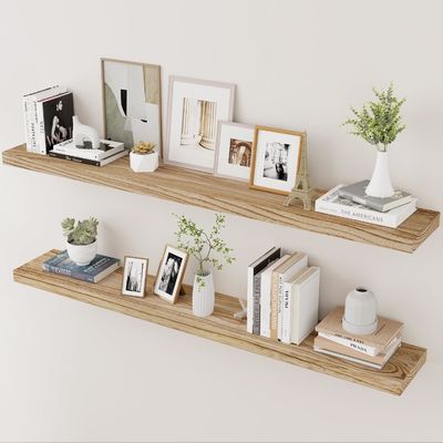 48 inch muurplank Set van 2 rustieke houten planken voor muuropslag in badkamer display