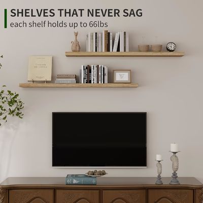 48 inch muurplank Set van 2 rustieke houten planken voor muuropslag in badkamer display