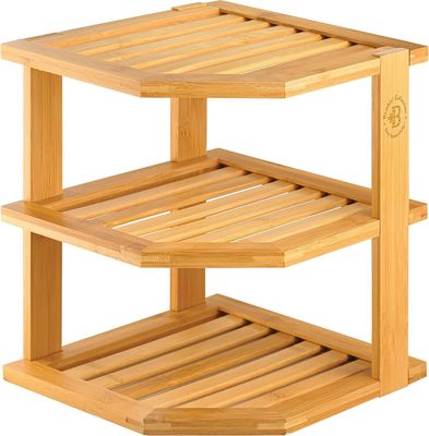 Houten keukenplankplankplankorganisator voor kastenruimtebesparende houten hoekorganisator