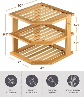 Houten keukenplankplankplankorganisator voor kastenruimtebesparende houten hoekorganisator