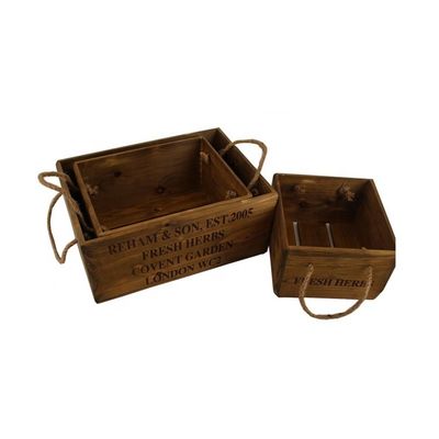 Aanpasbaar 30*24,5*15 cm Vintage onvoltooide dennenhouten krat met lasergravering