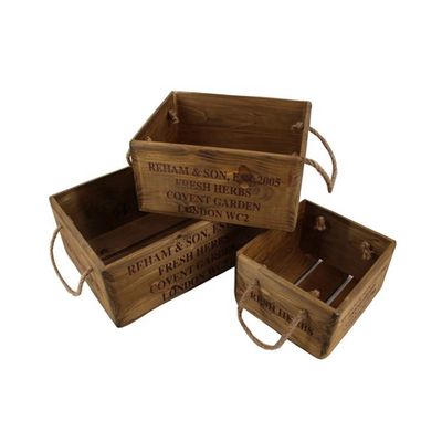 Aanpasbaar 30*24,5*15 cm Vintage onvoltooide dennenhouten krat met lasergravering
