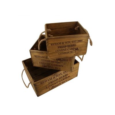 Aanpasbaar 30*24,5*15 cm Vintage onvoltooide dennenhouten krat met lasergravering