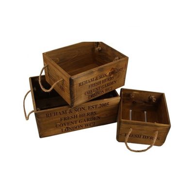Aanpasbaar 30*24,5*15 cm Vintage onvoltooide dennenhouten krat met lasergravering