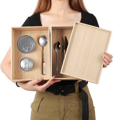 Geschenkpakket Set van 2 10,2 x 7,3 inch stapelbare bamboe laden organisator gelaagd opslagdoos bak