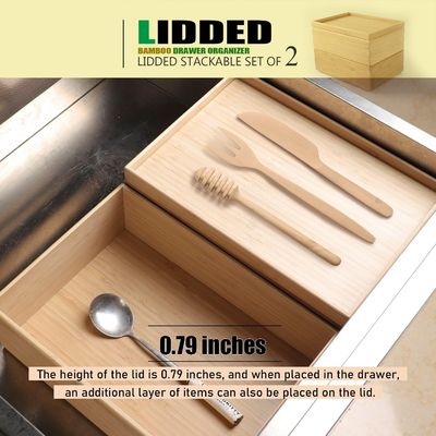 Geschenkpakket Set van 2 10,2 x 7,3 inch stapelbare bamboe laden organisator gelaagd opslagdoos bak