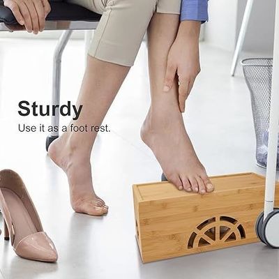 Embossing Houten Magnetische Grote Kleine Bamboes Kabel Organisator Kabel Management Box Voor Huis