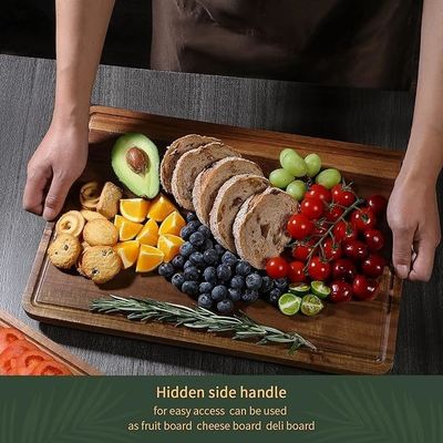 17x12 12x10 12x7 Inch Dikke Houthaken Set van 3 met handgrepen en Juice Groove