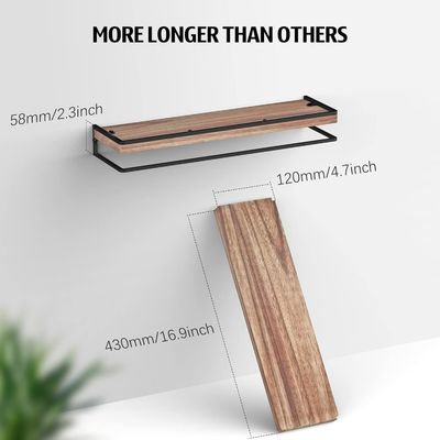 Moderne set van 2 rustieke drijvende planken muur gemonteerde slaapkamer opslag met houten ontwerp