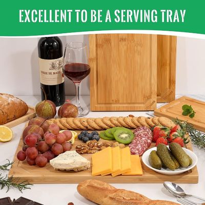 18x12 inch biologisch bamboe voorgeoliede snijplank met extra grote groef