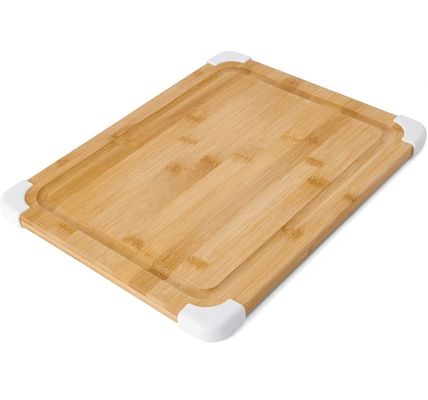 Duurzaam 11X14 inch witte niet-slip bamboe snijplank met sapgroef hout hakplank