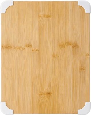 Duurzaam 11X14 inch witte niet-slip bamboe snijplank met sapgroef hout hakplank