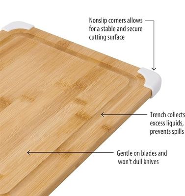 Duurzaam 11X14 inch witte niet-slip bamboe snijplank met sapgroef hout hakplank