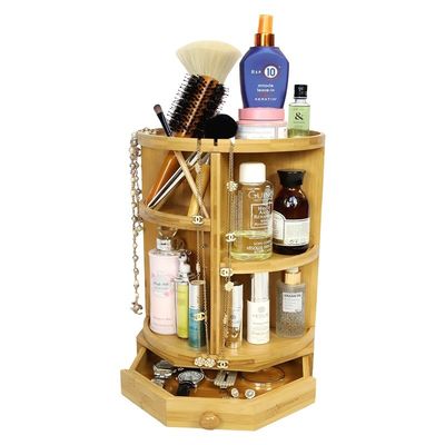 202407 Verstelbare planken en laden Bambus Roterende make-up organisator Huishoudelijke artikelen